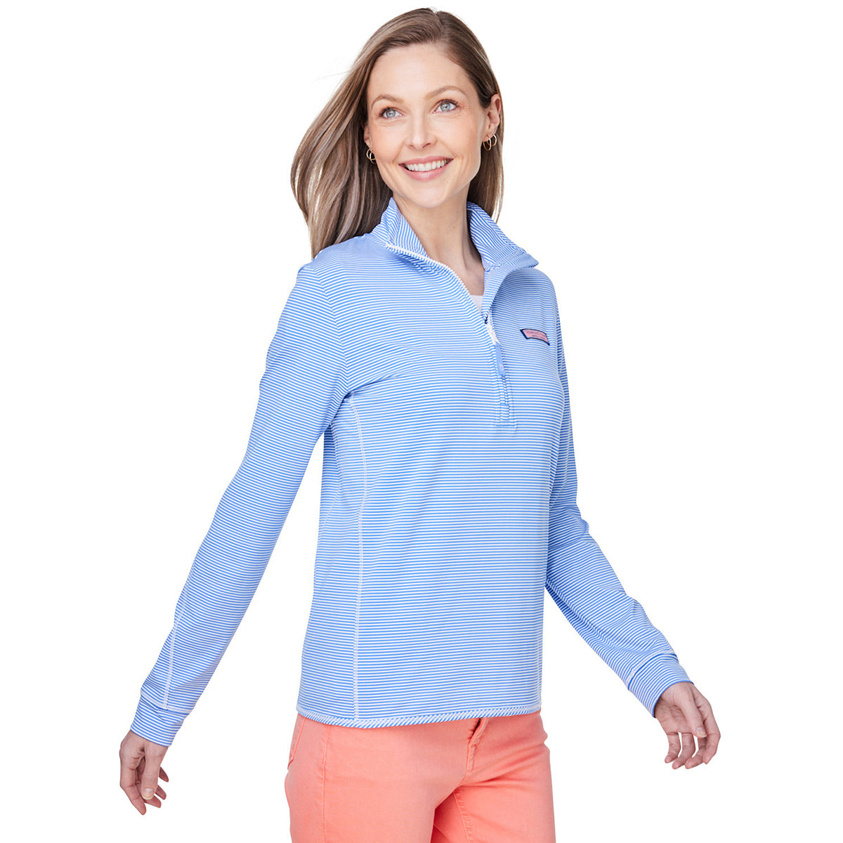Vineyard Vines Women's Stylish Blue Microstripe Sankaty Half-Zip Pullover - A Must-Have!
