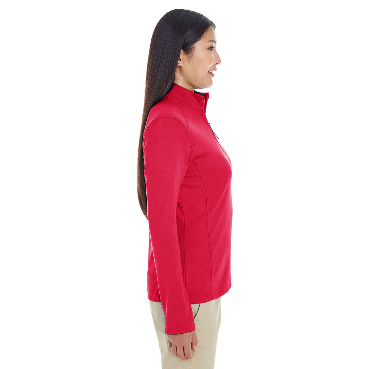 Devon & Jones Women's Stunning Red/Navy/Red Drytec 20 Performance Quarter-zip