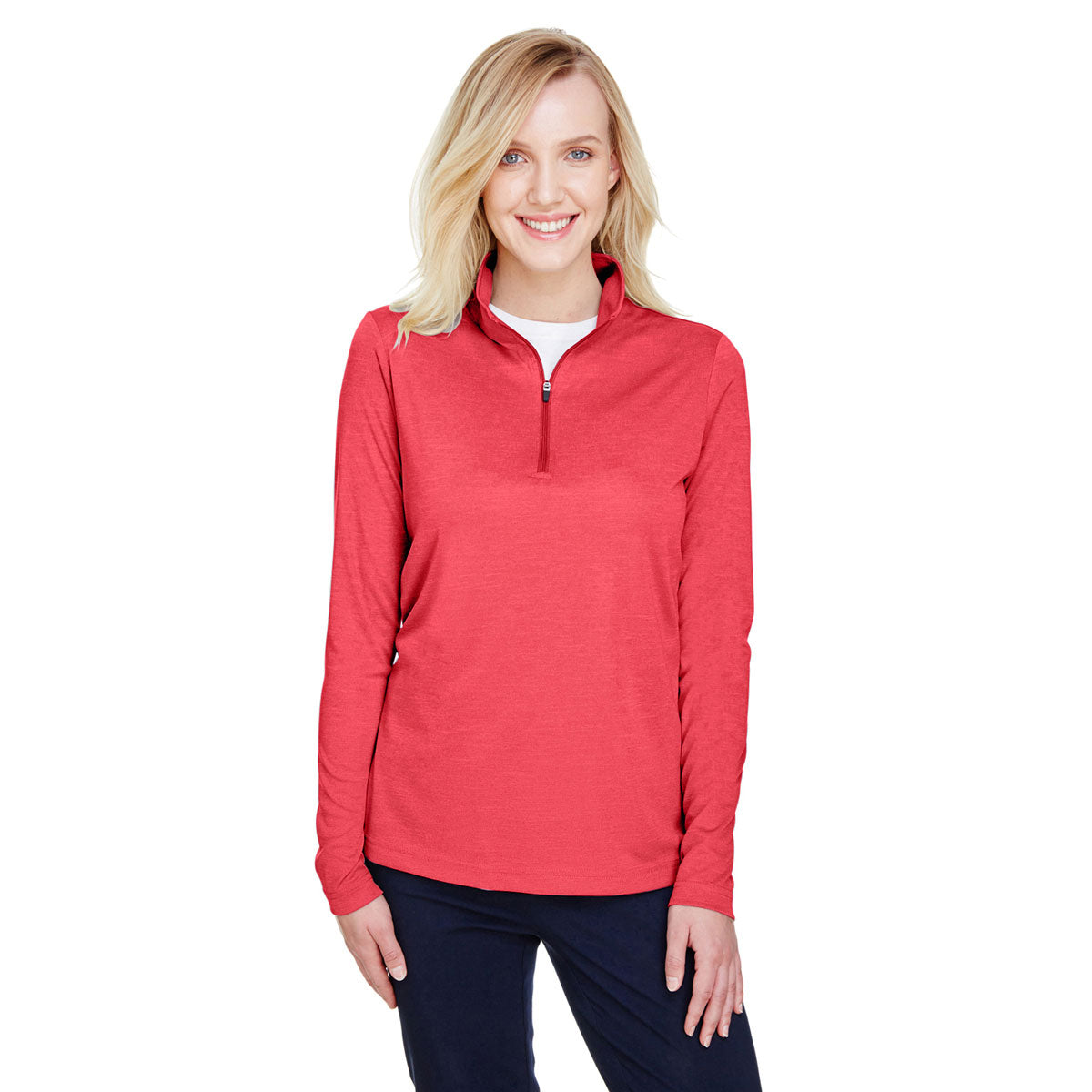 Team 365 Women's Red Heather Zone Sonic Heather Performance Quarter-Zip: A Dreamy Sportswear