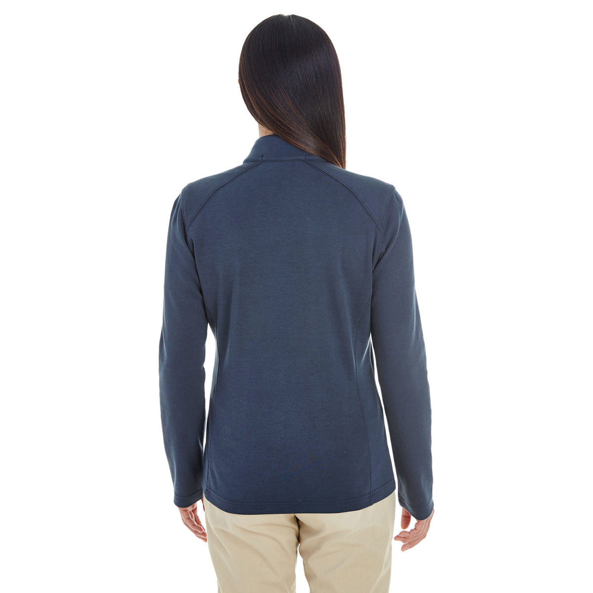 Devon & Jones Women's Stylish Navy/Grey Heather/Graphite Drytec 20 Performance Quarter-zip - A Must-Have!