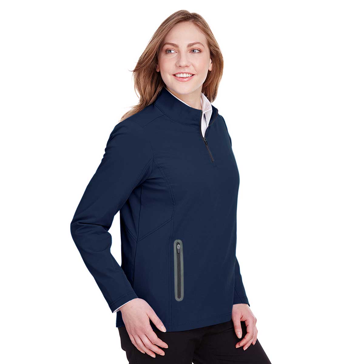 North End Women's Stunning Navy/Carbon Quest Stretch Quarter-Zip Jacket