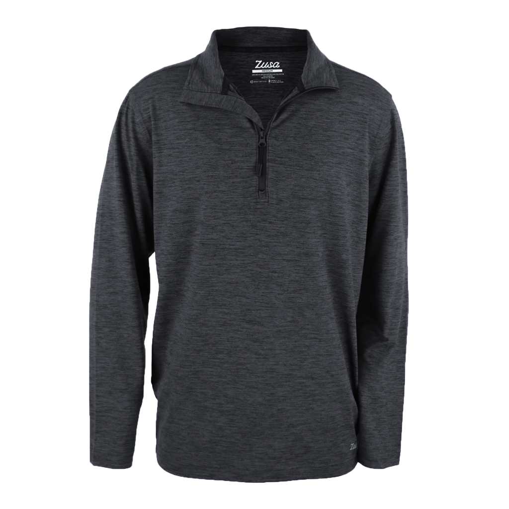 48-Hour Zusa Men's Charcoal Heather Brisk Quarter Zip - A Must-Have for Active Men!