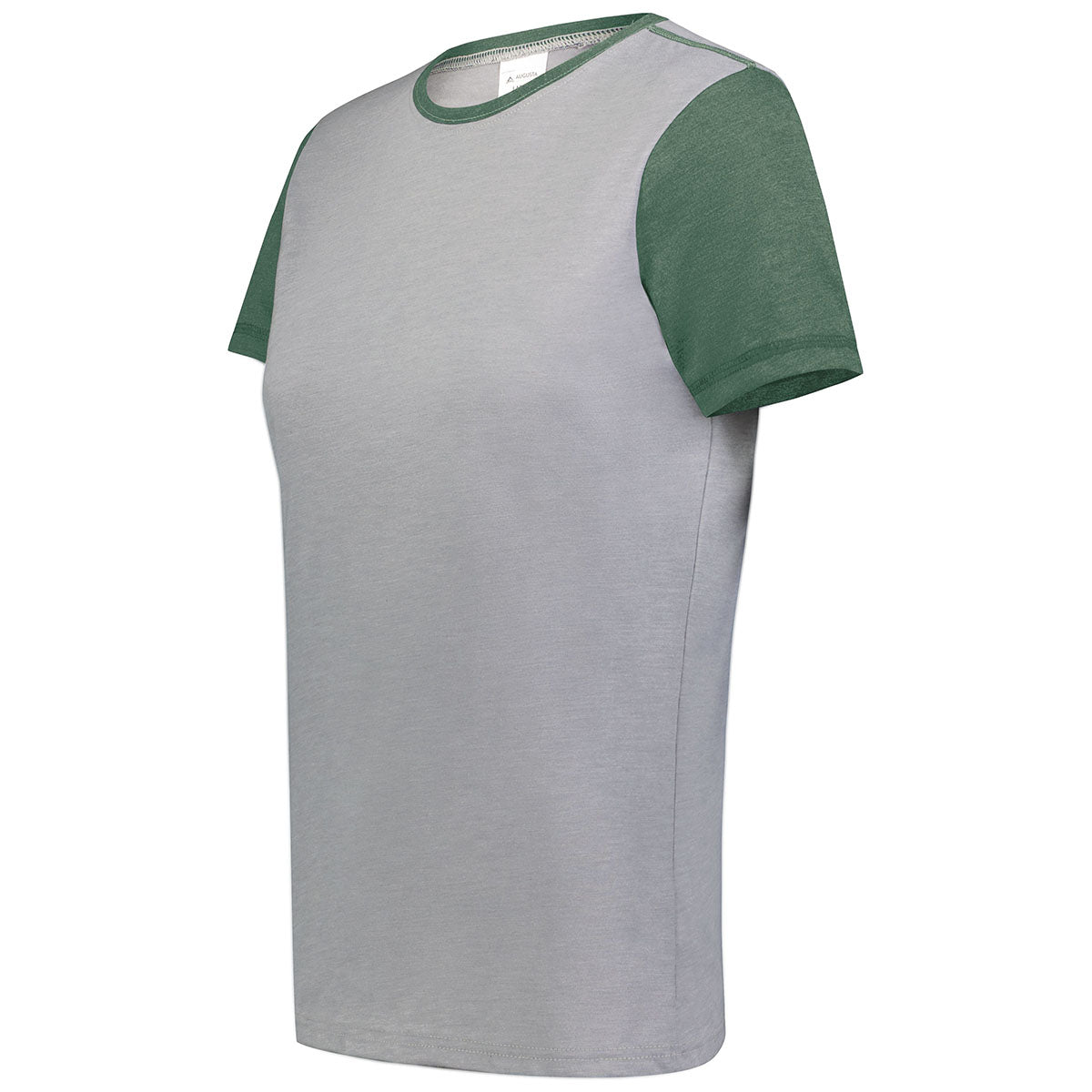 Augusta Sportswear Women's Grey Heather/Dark Green Heather Gameday Vintage Ringer Tee - Stand Out in Style!