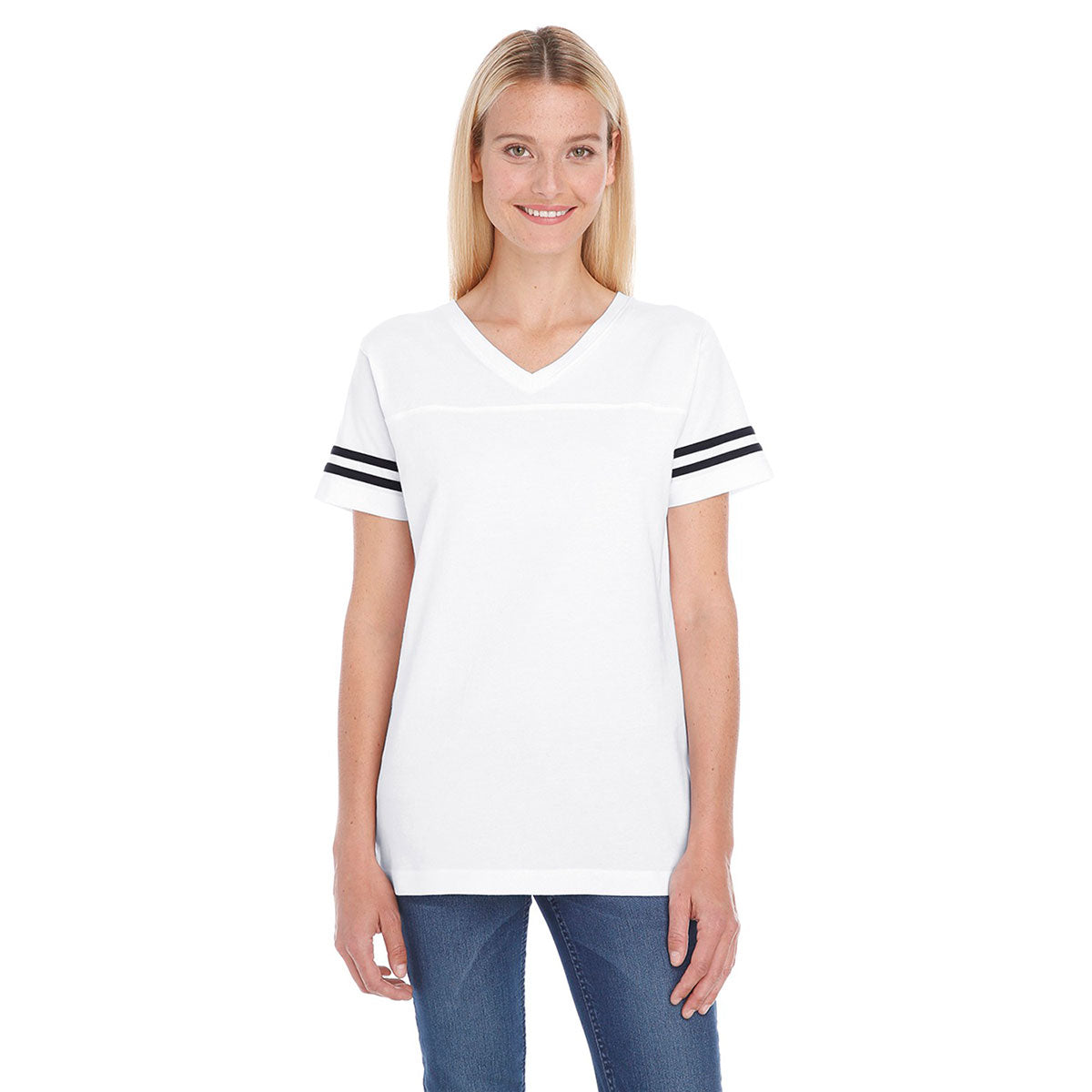 LAT Women's Stunning White/Black Football Jersey T-Shirt