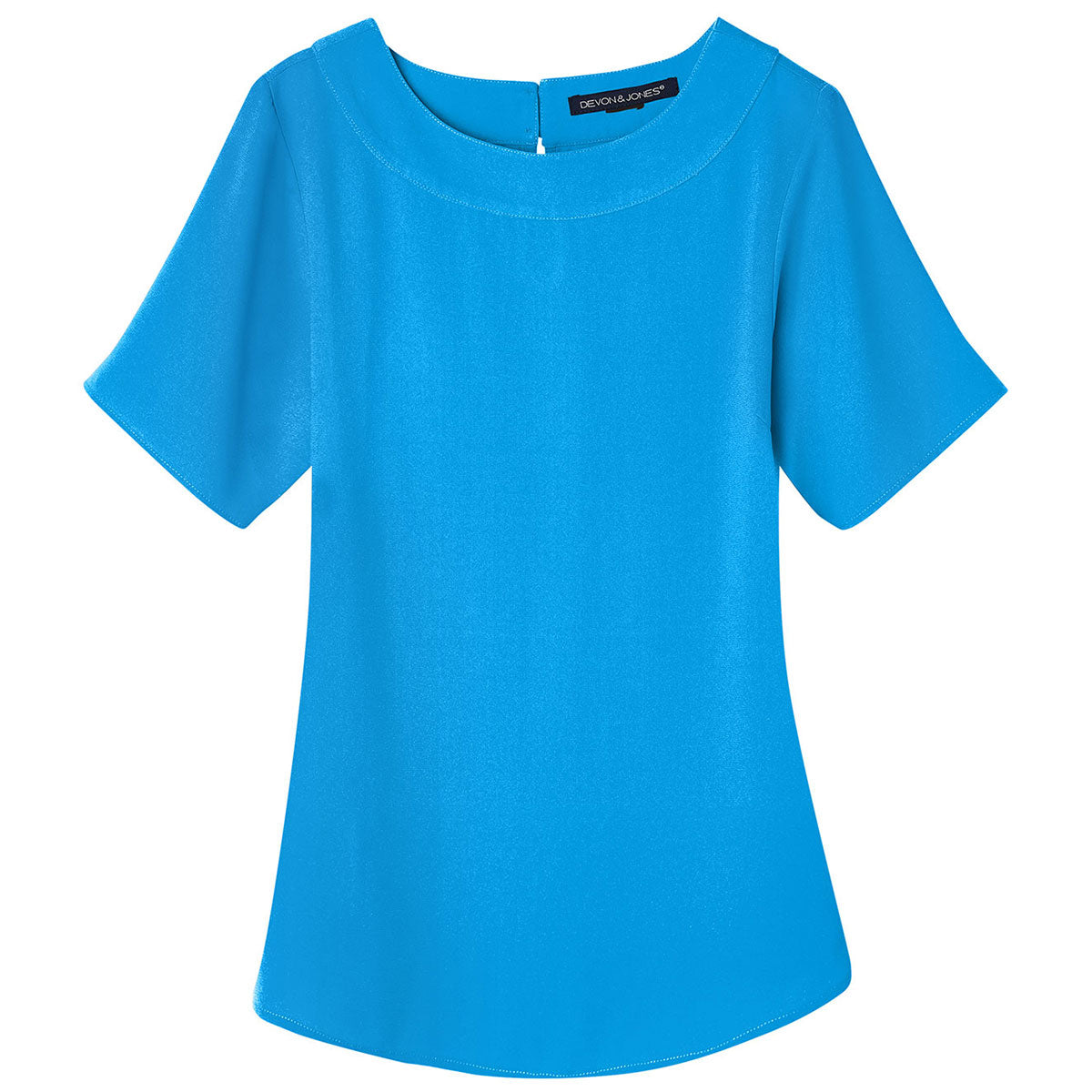 Devon & Jones Women's Stunning Ocean Blue Perfect Fit Boat-Neck Blouse