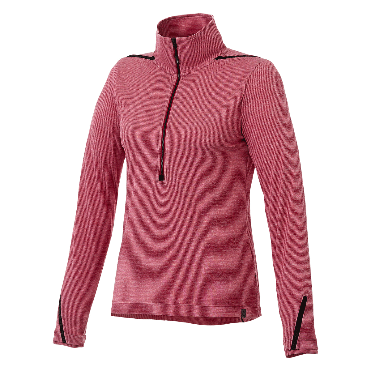 Elevate Women's Stunning Vintage Red Heather/Black Dege Eco Knit Half Zip - A Must-Have!