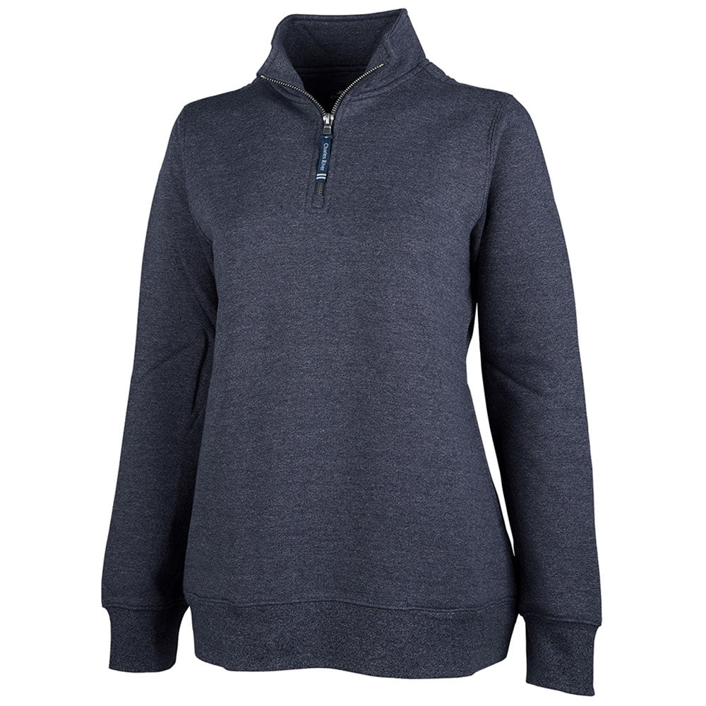 Charles River Women's Heather Navy Crosswind Quarter Zip Logo Sweatshirt - Upgrade Your Style!