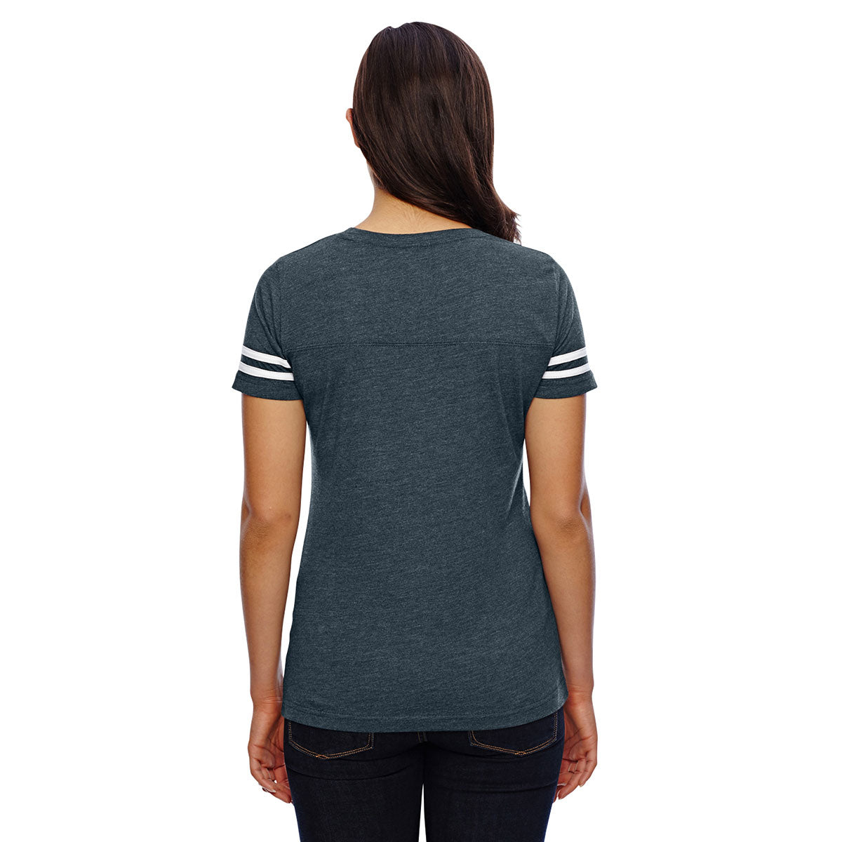 LAT Women's Stylish Vintage Navy/Blended White Football Jersey T-Shirt