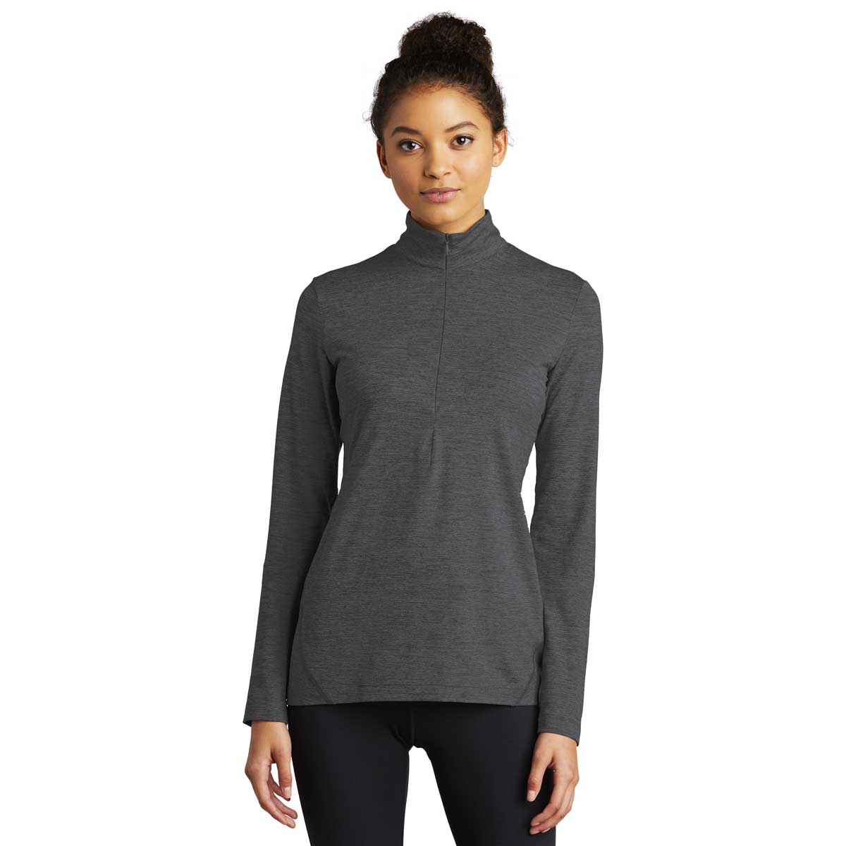 Sport-Tek Women's Graphite Heather Exchange 1.5 Long Sleeve Half Zip - A Must-Have Activewear!