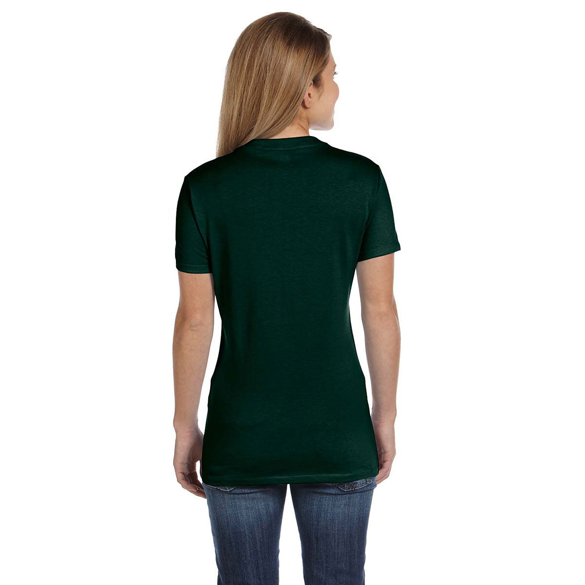 Hanes Women's Deep Forest 4.5 oz. 100% Ringspun Cotton Nano-T V-Neck T-Shirt: A Must-Have for Women!