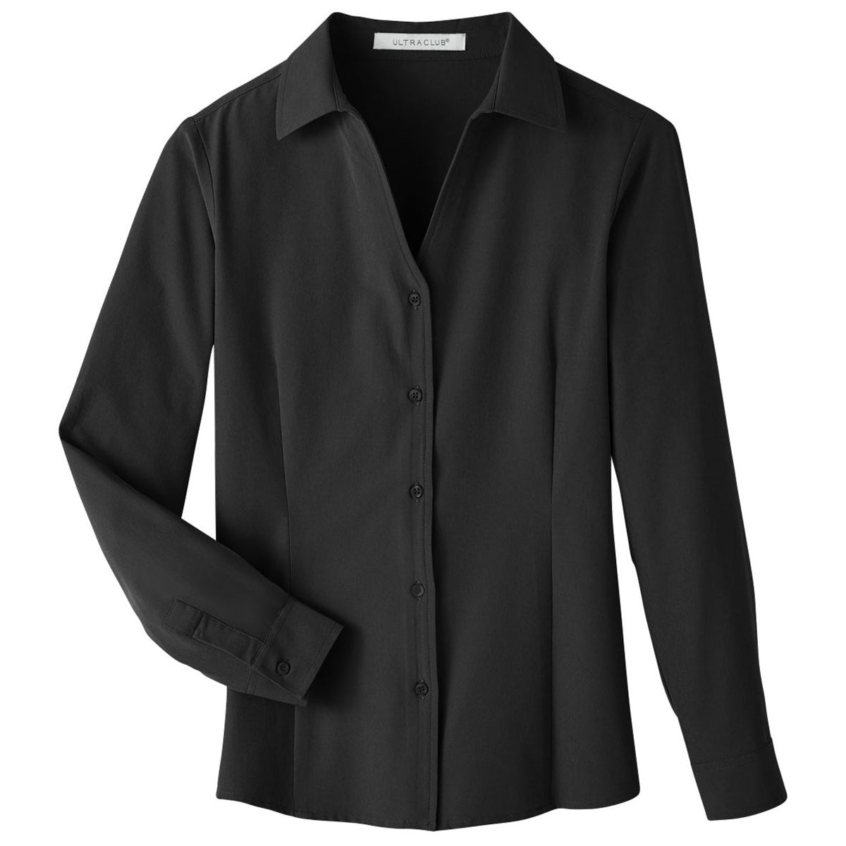 UltraClub Women's Stunning Black Bradley Performance Woven Shirt