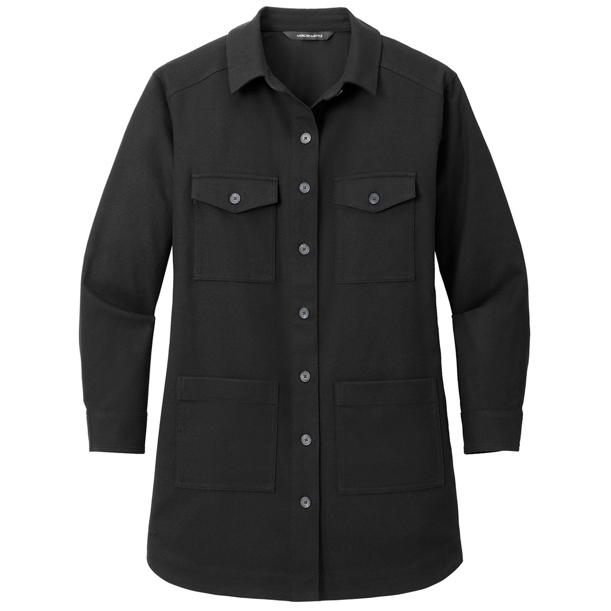Mercer+Mettle Women's Stunning Deep Black Long Sleeve Twill Overshirt