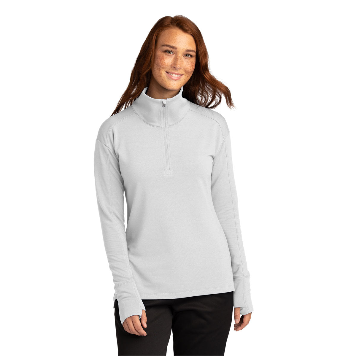 Sport-Tek Women's Stunning White Sport-Wick Flex 1/4-Zip Fleece