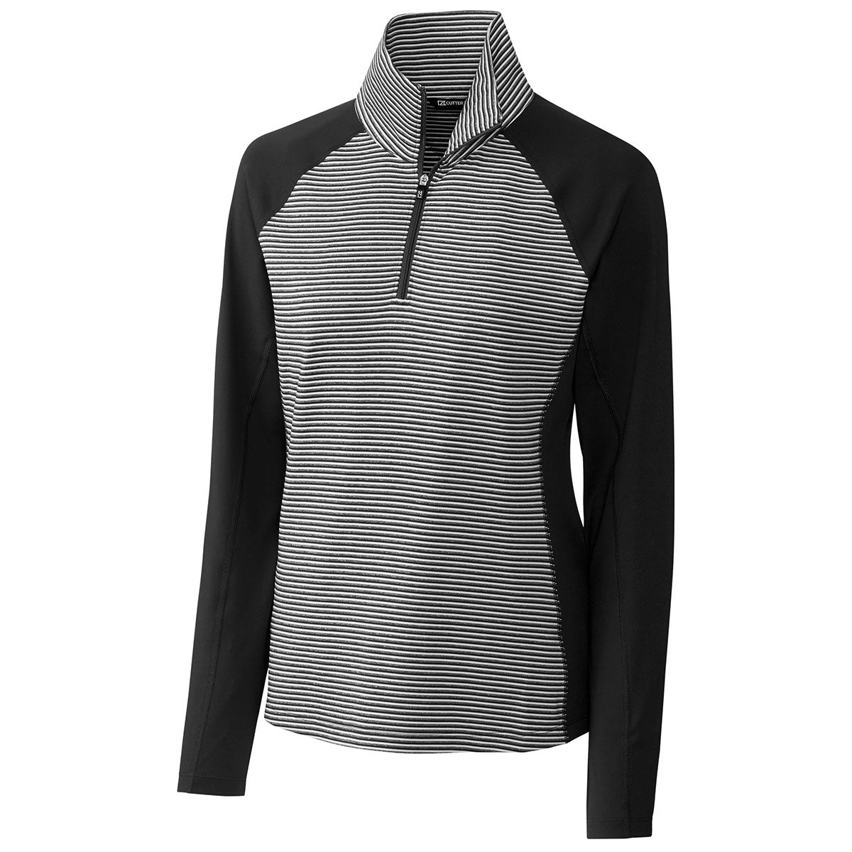 Cutter & Buck Women's Stylish Black Forge Tonal Stripe Half Zip Shirt