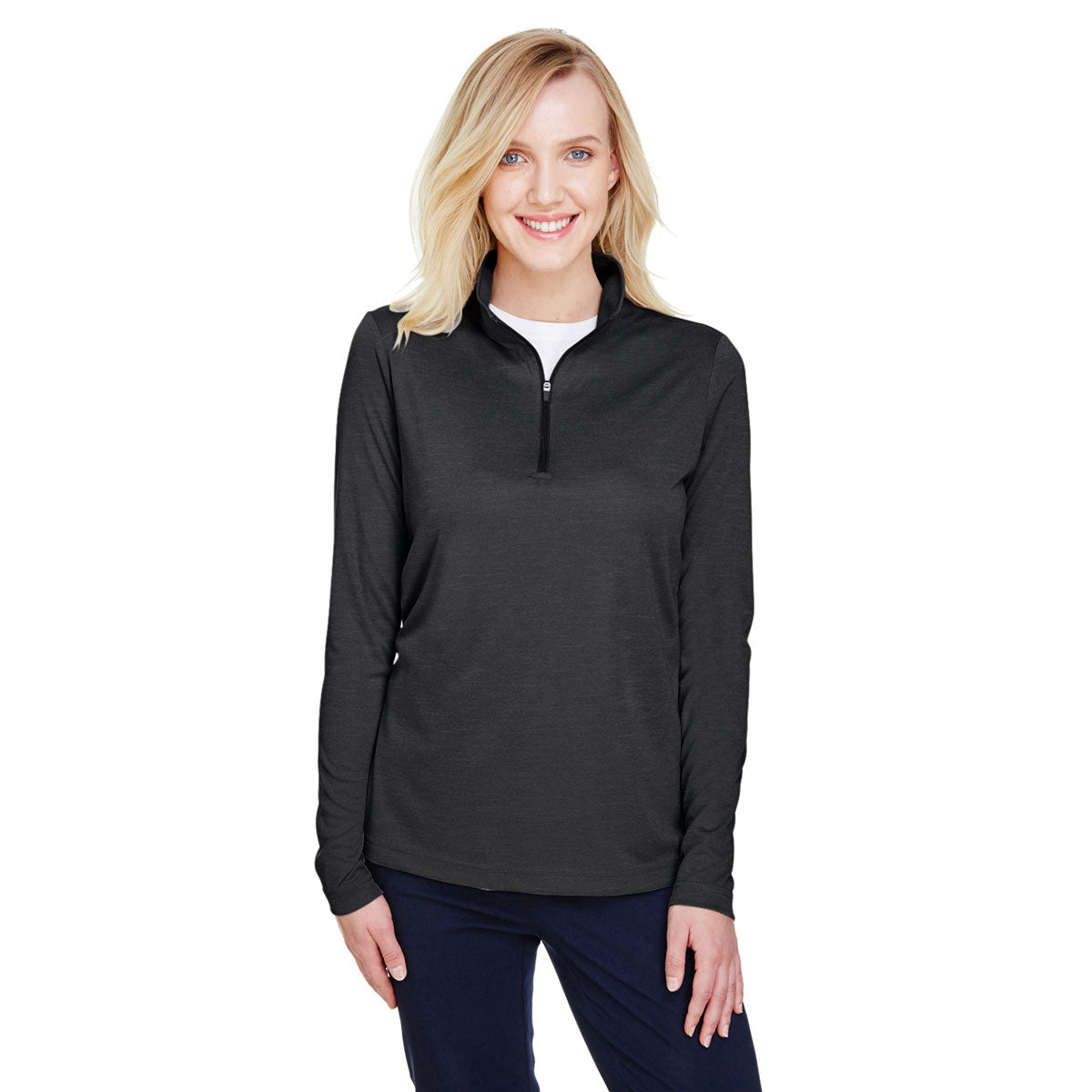 Team 365 Women's Black Heather Zone Sonic Heather Performance Quarter-Zip: A Dreamy Branded Apparel