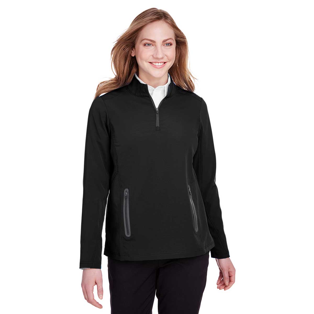 North End Women's Black/Carbon Quest Stretch Quarter-Zip - The Ultimate Customizable Jacket