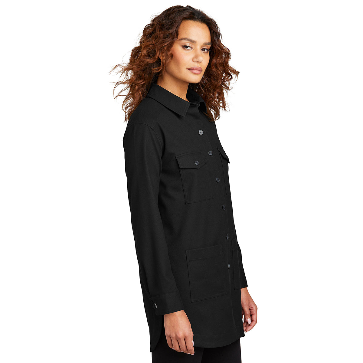 Mercer+Mettle Women's Stunning Deep Black Long Sleeve Twill Overshirt