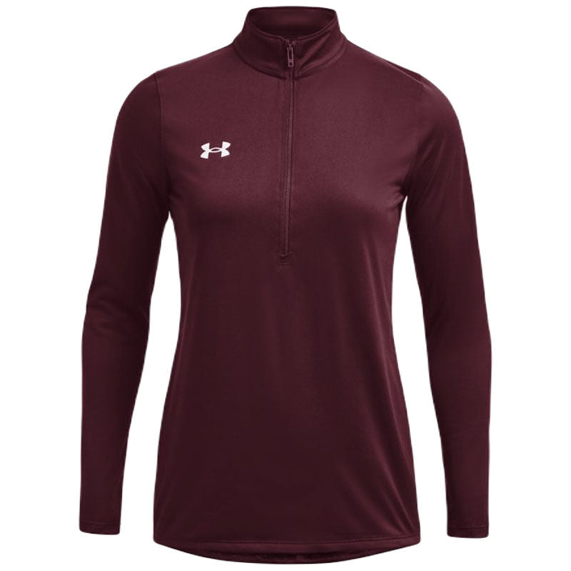 Under Armour Women's Stunning Maroon/White Team Tech 1/2 Zip - A Must-Have!