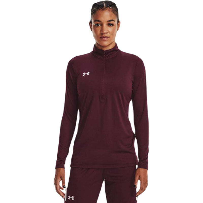 Under Armour Women's Stunning Maroon/White Team Tech 1/2 Zip - A Must-Have!