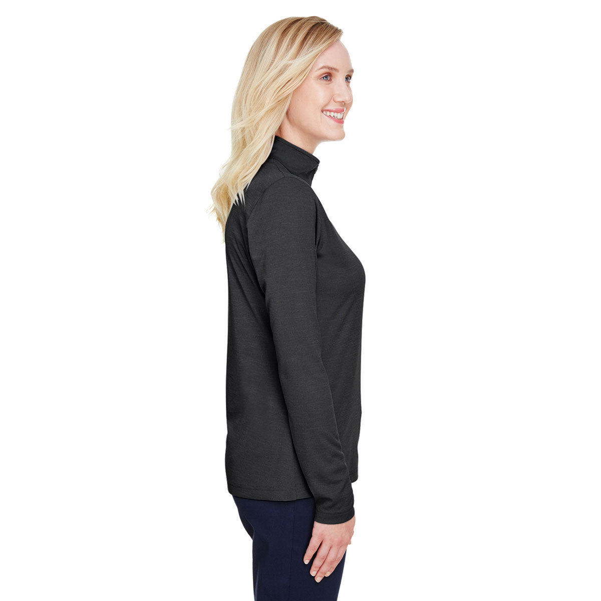 Team 365 Women's Black Heather Zone Sonic Heather Performance Quarter-Zip: A Dreamy Branded Apparel
